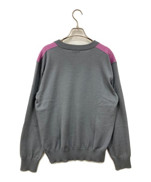 LANVIN（ランバン）LANVIN (ランバン) Vネックニット グレー×ブラウン サイズ:XSサイズの古着・服飾アイテム