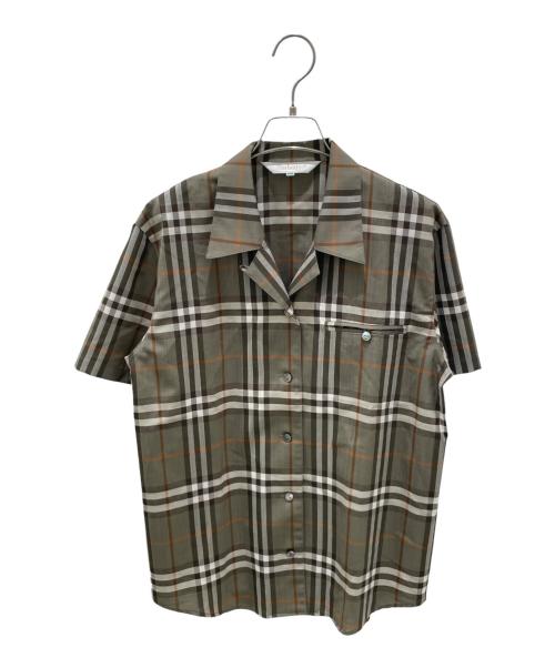Burberry's（バーバリーズ）Burberry's (バーバリーズ) ノバチェックオープンカラーシャツ グレー サイズ:9Rの古着・服飾アイテム