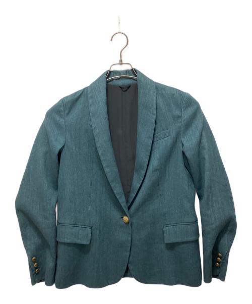 BRUNELLO CUCINELLI（ブルネロクチネリ）BRUNELLO CUCINELLI (ブルネロクチネリ) コットンリネンテーラードジャケット グリーン サイズ:42の古着・服飾アイテム