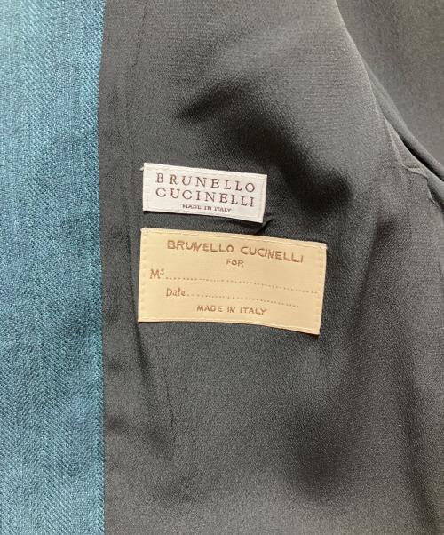 BRUNELLO CUCINELLI（ブルネロクチネリ）BRUNELLO CUCINELLI (ブルネロクチネリ) コットンリネンテーラードジャケット グリーン サイズ:42の古着・服飾アイテム
