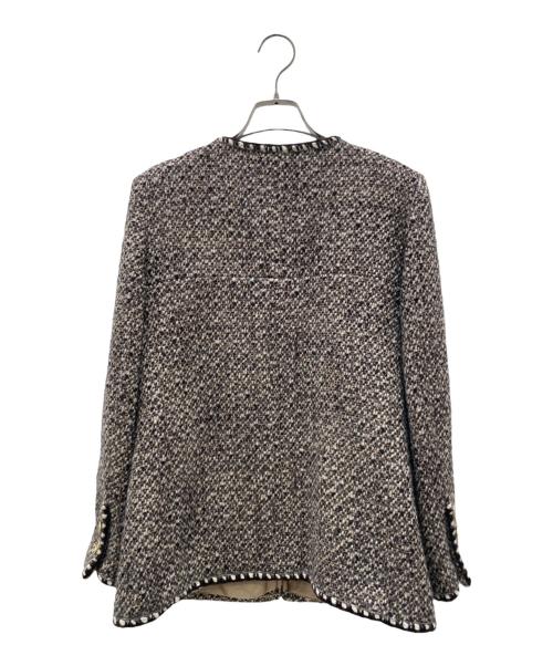 CHANEL（シャネル）CHANEL (シャネル) ココマーク釦 ウールシルクツイードジャケット ブラウン サイズ:40の古着・服飾アイテム