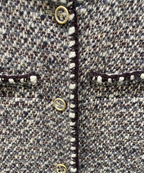 CHANEL（シャネル）CHANEL (シャネル) ココマーク釦 ウールシルクツイードジャケット ブラウン サイズ:40の古着・服飾アイテム