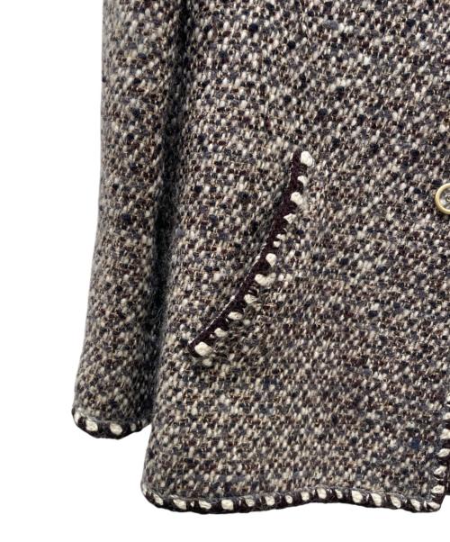 CHANEL（シャネル）CHANEL (シャネル) ココマーク釦 ウールシルクツイードジャケット ブラウン サイズ:40の古着・服飾アイテム