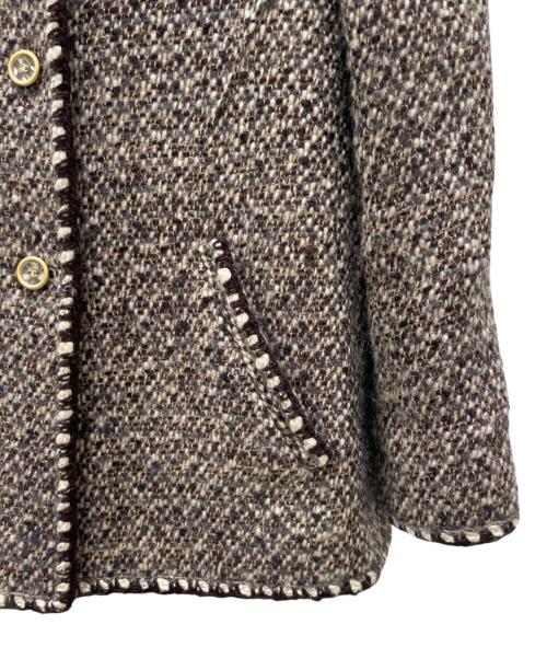 CHANEL（シャネル）CHANEL (シャネル) ココマーク釦 ウールシルクツイードジャケット ブラウン サイズ:40の古着・服飾アイテム