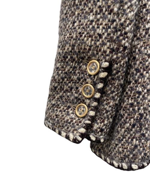 CHANEL（シャネル）CHANEL (シャネル) ココマーク釦 ウールシルクツイードジャケット ブラウン サイズ:40の古着・服飾アイテム