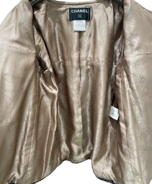 CHANEL（シャネル）CHANEL (シャネル) ココマーク釦 ウールシルクツイードジャケット ブラウン サイズ:40の古着・服飾アイテム