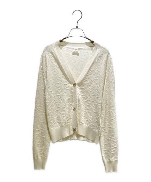 HERMES（エルメス）HERMES (エルメス) シェーヌダンクル シルクコットンVネックニットカーディガン ホワイト サイズ:36の古着・服飾アイテム