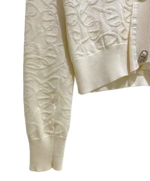 HERMES（エルメス）HERMES (エルメス) シェーヌダンクル シルクコットンVネックニットカーディガン ホワイト サイズ:36の古着・服飾アイテム