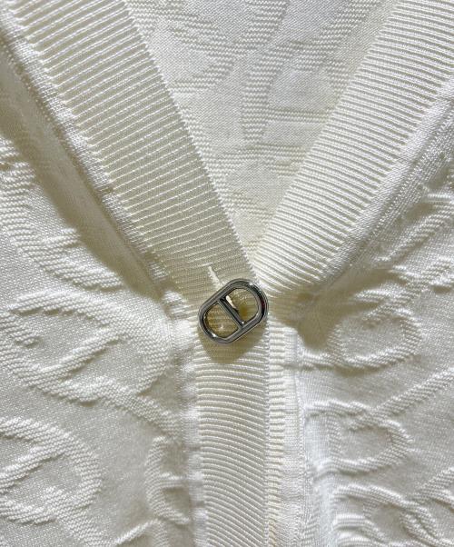 HERMES（エルメス）HERMES (エルメス) シェーヌダンクル シルクコットンVネックニットカーディガン ホワイト サイズ:36の古着・服飾アイテム