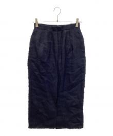 AURALEE（オーラリー）の古着「LINEN DOUBLE FACE FRINGE SKIRT」｜ネイビー