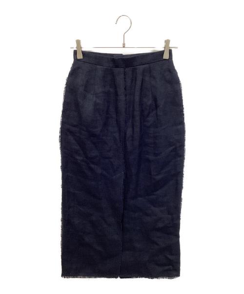 AURALEE（オーラリー）AURALEE (オーラリー) LINEN DOUBLE FACE FRINGE SKIRT ネイビーの古着・服飾アイテム