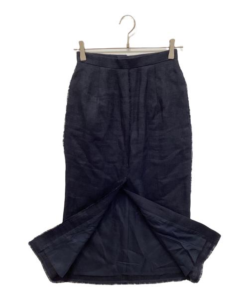 AURALEE（オーラリー）AURALEE (オーラリー) LINEN DOUBLE FACE FRINGE SKIRT ネイビーの古着・服飾アイテム