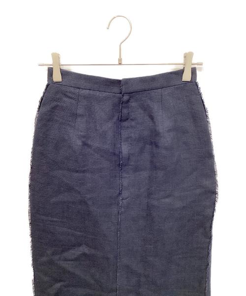 AURALEE（オーラリー）AURALEE (オーラリー) LINEN DOUBLE FACE FRINGE SKIRT ネイビーの古着・服飾アイテム