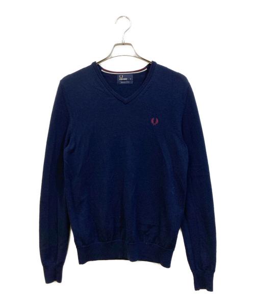 FRED PERRY（フレッドペリー）FRED PERRY (フレッドペリー) クラシック ティップド Vネックニット ネイビー サイズ:Mの古着・服飾アイテム