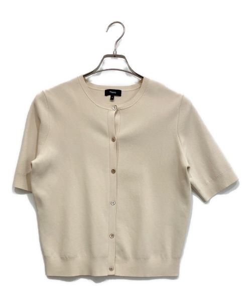 theory（セオリー）theory (セオリー) Wooster Crepe Knit Short Sleeve Cardigan ベージュ サイズ:Ｍの古着・服飾アイテム