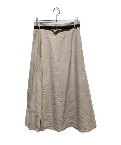 ebure（エブール）ebure (エブール) ライトウールビス アシンメトリープリーツスカート ベージュ サイズ:40の古着・服飾アイテム