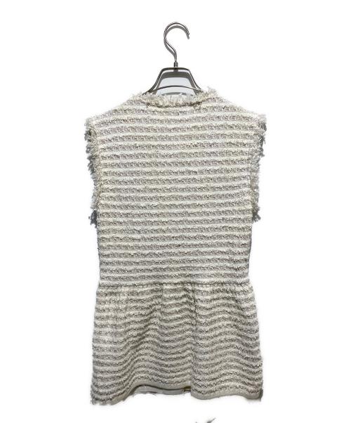 Rene（ルネ）Rene (ルネ) パールボタンツイードニットジレ アイボリー サイズ:34の古着・服飾アイテム