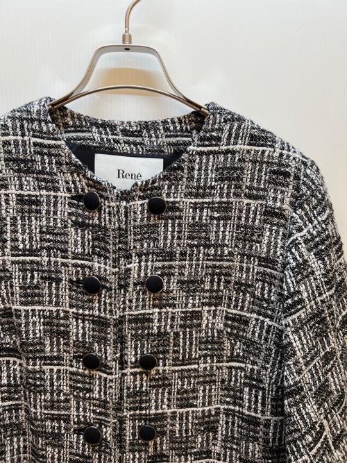 Rene（ルネ）Rene (ルネ) コート ブラック×ホワイト サイズ:36の古着・服飾アイテム