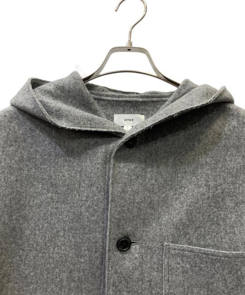 HYKE（ハイク）HYKE (ハイク) MELTON HOODED WORK COAT グレー サイズ:１の古着・服飾アイテム