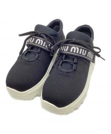 MIU MIU（ミュウミュウ）の古着「ストレッチネオプレーンファブリックスニーカー」｜ブラック