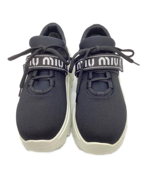 MIU MIU（ミュウミュウ）MIU MIU (ミュウミュウ) ストレッチネオプレーンファブリックスニーカー ブラック サイズ:37の古着・服飾アイテム