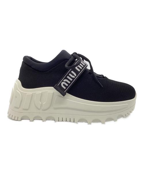 MIU MIU（ミュウミュウ）MIU MIU (ミュウミュウ) ストレッチネオプレーンファブリックスニーカー ブラック サイズ:37の古着・服飾アイテム