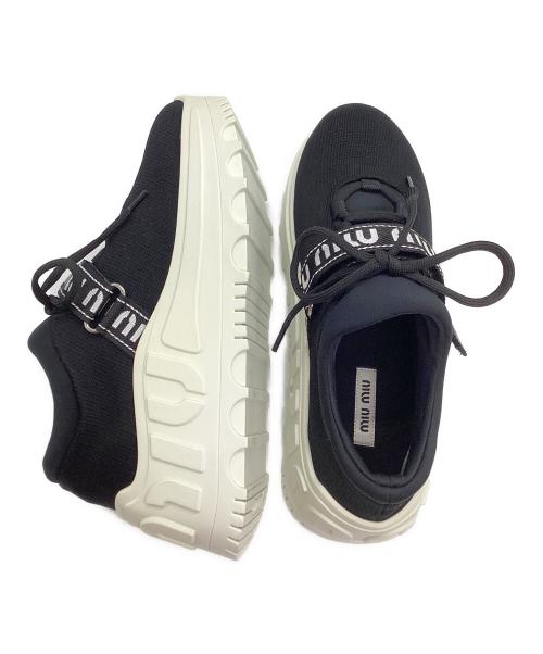 MIU MIU（ミュウミュウ）MIU MIU (ミュウミュウ) ストレッチネオプレーンファブリックスニーカー ブラック サイズ:37の古着・服飾アイテム