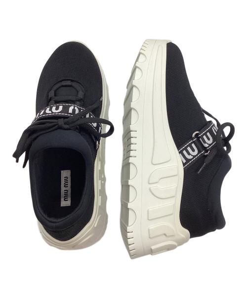 MIU MIU（ミュウミュウ）MIU MIU (ミュウミュウ) ストレッチネオプレーンファブリックスニーカー ブラック サイズ:37の古着・服飾アイテム