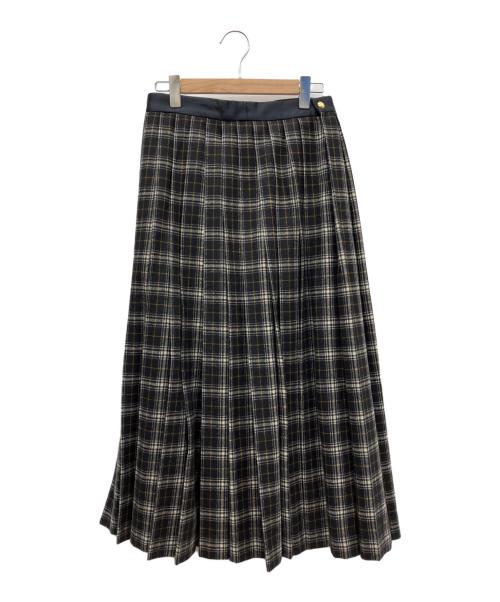 DRAWER（ドゥロワー）DRAWER (ドゥロワー) ウールカシミヤチェックスカート ブラック サイズ:SIZE 38の古着・服飾アイテム