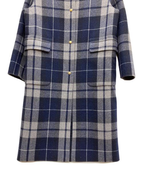 DRAWER（ドゥロワー）Drawer (ドゥロワー) ダブルフェイスチェックコート ネイビー サイズ:SIZE 38の古着・服飾アイテム