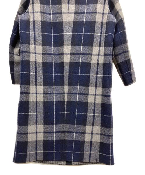 DRAWER（ドゥロワー）Drawer (ドゥロワー) ダブルフェイスチェックコート ネイビー サイズ:SIZE 38の古着・服飾アイテム