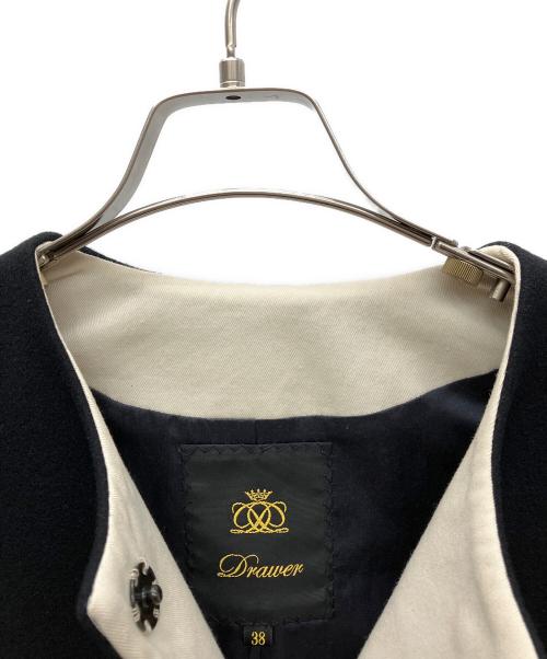 DRAWER（ドゥロワー）Drawer (ドゥロワー) ノーカラージャケット ブラック サイズ:SIZE 38の古着・服飾アイテム