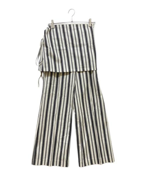 CURRENTAGE（カレンテージ）CURRENTAGE (カレンテージ) ストライプ2wayパンツ アイボリー サイズ:2の古着・服飾アイテム