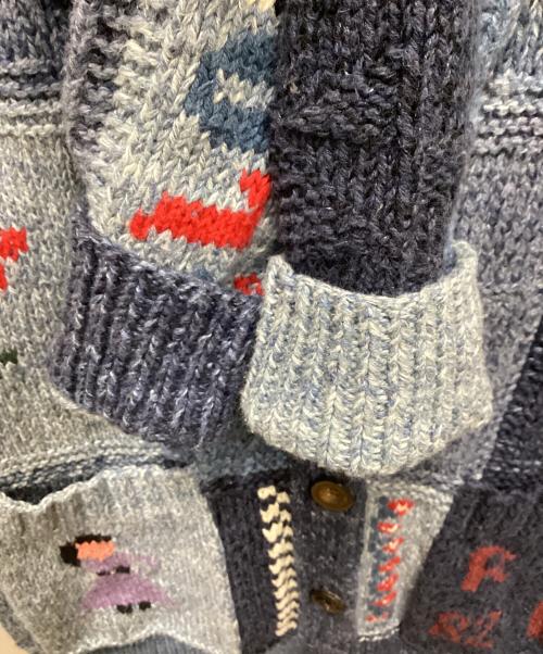 POLO RALPH LAUREN（ポロ・ラルフローレン）POLO RALPH LAUREN (ポロ・ラルフローレン) ハンドニットパッチワークカーディガン ブルー サイズ:XSの古着・服飾アイテム