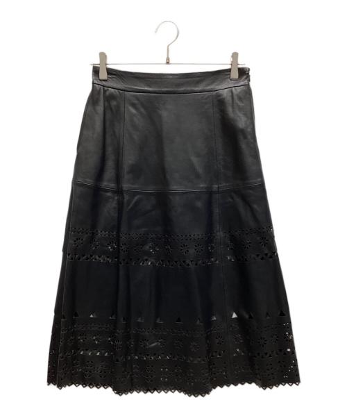POLO RALPH LAUREN（ポロ・ラルフローレン）POLO RALPH LAUREN (ポロ・ラルフローレン) ラムレザースカート ブラック サイズ:4の古着・服飾アイテム