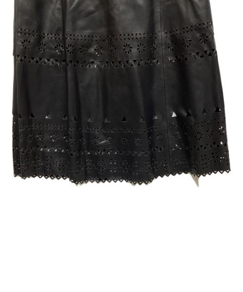 POLO RALPH LAUREN（ポロ・ラルフローレン）POLO RALPH LAUREN (ポロ・ラルフローレン) ラムレザースカート ブラック サイズ:4の古着・服飾アイテム