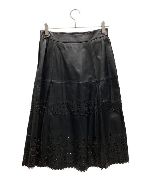 POLO RALPH LAUREN（ポロ・ラルフローレン）POLO RALPH LAUREN (ポロ・ラルフローレン) ラムレザースカート ブラック サイズ:4の古着・服飾アイテム