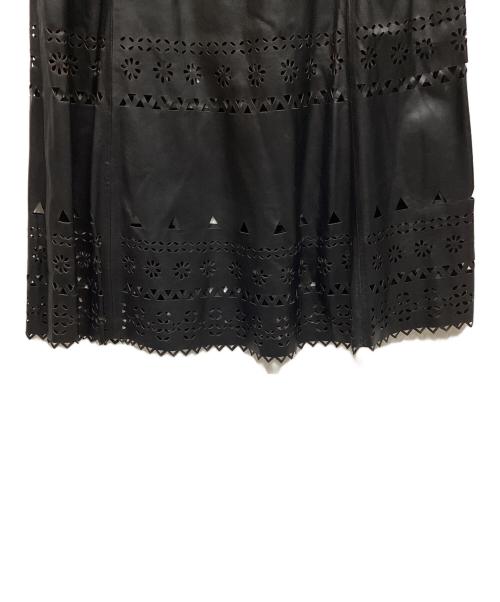 POLO RALPH LAUREN（ポロ・ラルフローレン）POLO RALPH LAUREN (ポロ・ラルフローレン) ラムレザースカート ブラック サイズ:4の古着・服飾アイテム