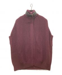 Salvatore Ferragamo（サルヴァトーレ フェラガモ）の古着「マント ニットポンチョコート」｜ボルドー