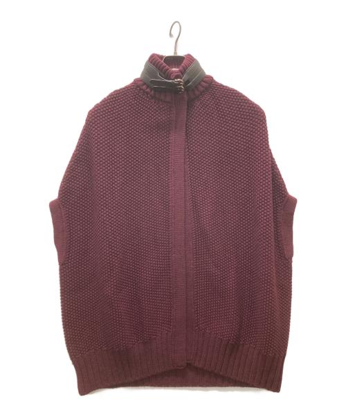 Salvatore Ferragamo（サルヴァトーレ フェラガモ）Salvatore Ferragamo (サルヴァトーレ フェラガモ) マント ニットポンチョコート ボルドー サイズ:Sの古着・服飾アイテム