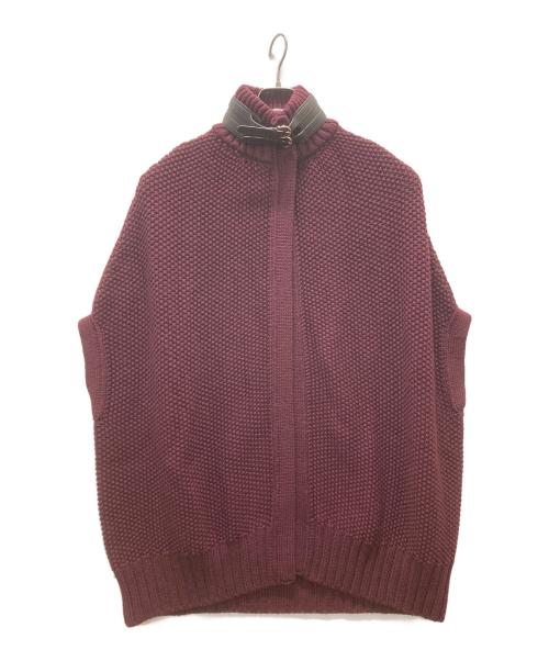 Salvatore Ferragamo（サルヴァトーレ フェラガモ）Salvatore Ferragamo (サルヴァトーレ フェラガモ) マント ニットポンチョコート ボルドー サイズ:Sの古着・服飾アイテム