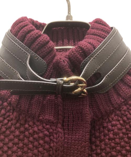 Salvatore Ferragamo（サルヴァトーレ フェラガモ）Salvatore Ferragamo (サルヴァトーレ フェラガモ) マント ニットポンチョコート ボルドー サイズ:Sの古着・服飾アイテム