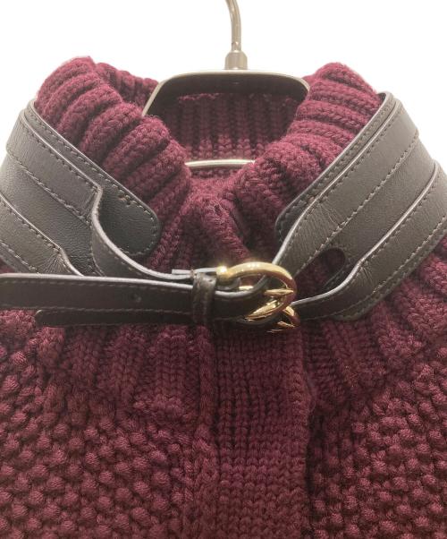 Salvatore Ferragamo（サルヴァトーレ フェラガモ）Salvatore Ferragamo (サルヴァトーレ フェラガモ) マント ニットポンチョコート ボルドー サイズ:Sの古着・服飾アイテム