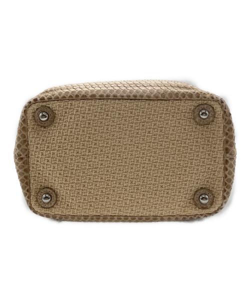 CHANEL（シャネル）CHANEL (シャネル) パイソンスキン×キャンバスチェーンハンドバッグ ベージュの古着・服飾アイテム