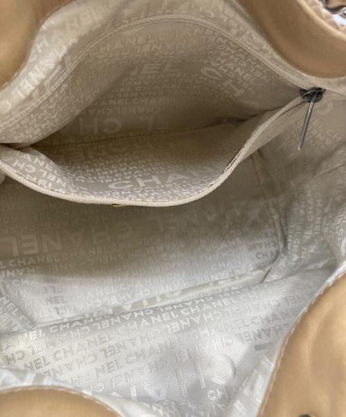 CHANEL（シャネル）CHANEL (シャネル) パイソンスキン×キャンバスチェーンハンドバッグ ベージュの古着・服飾アイテム