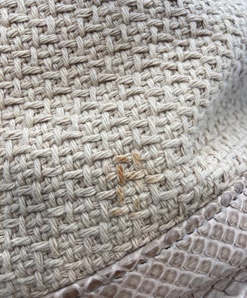 CHANEL（シャネル）CHANEL (シャネル) パイソンスキン×キャンバスチェーンハンドバッグ ベージュの古着・服飾アイテム