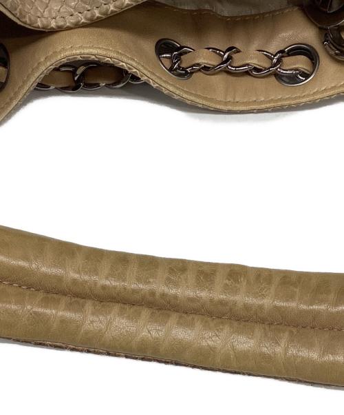 CHANEL（シャネル）CHANEL (シャネル) パイソンスキン×キャンバスチェーンハンドバッグ ベージュの古着・服飾アイテム