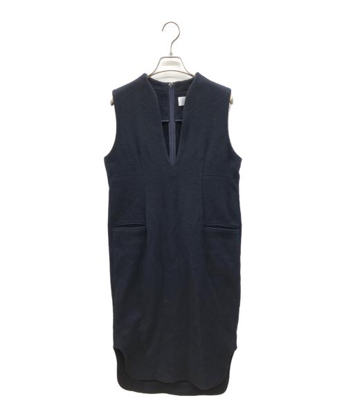 Mame Kurogouchi（マメクロゴウチ）Mame Kurogouchi (マメクロゴウチ) ノースリーブワンピース ネイビー サイズ:2の古着・服飾アイテム