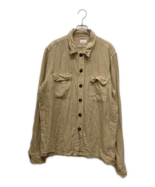 GUY ROVER（ギローバー）GUY ROVER (ギローバー) リネンミリタリーシャツジャケット ベージュ サイズ:XLの古着・服飾アイテム