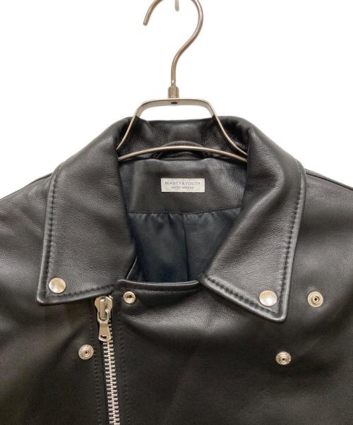 BEAUTY&YOUTH（ビューティーアンドユース）BEAUTY&YOUTH (ビューティーアンドユース) シープ ダブル ライダースジャケット ブラック サイズ:Lの古着・服飾アイテム